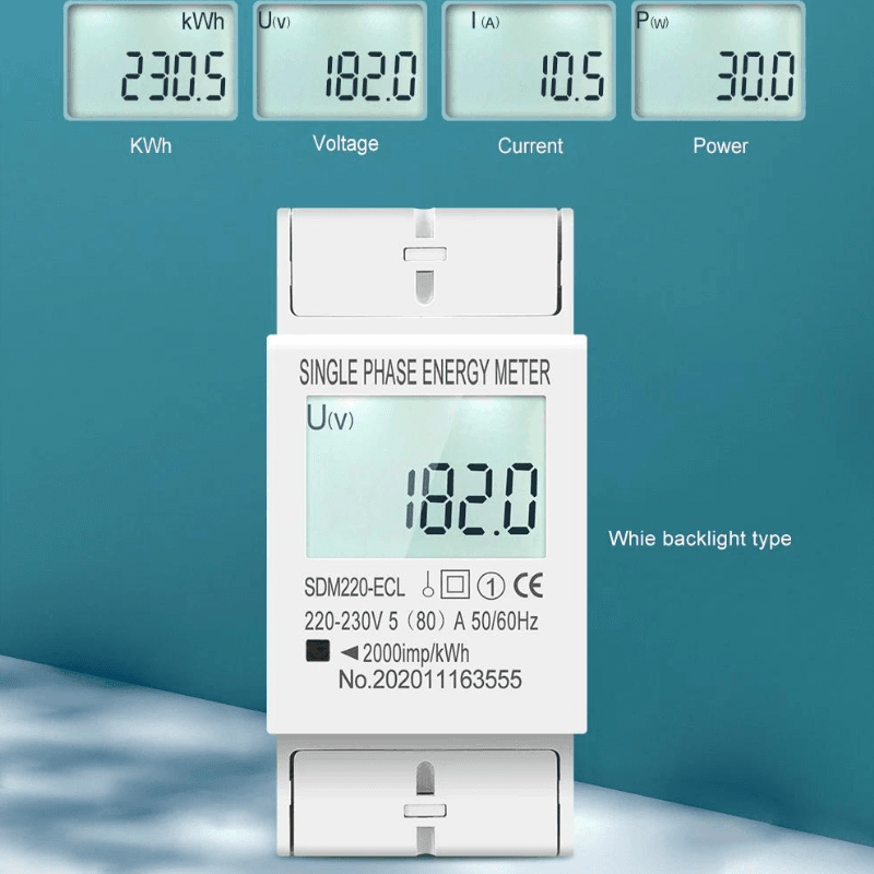 TOMZN | SDM220-ECL 80A Din rail Single Phase Two Wire LCD Digital ...